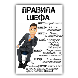 Картина для офиса Правила шефа на холсте