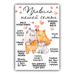 Картина для дома Правила семьи на холсте