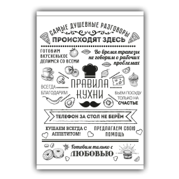 Картина для дома Правила кухни на холсте